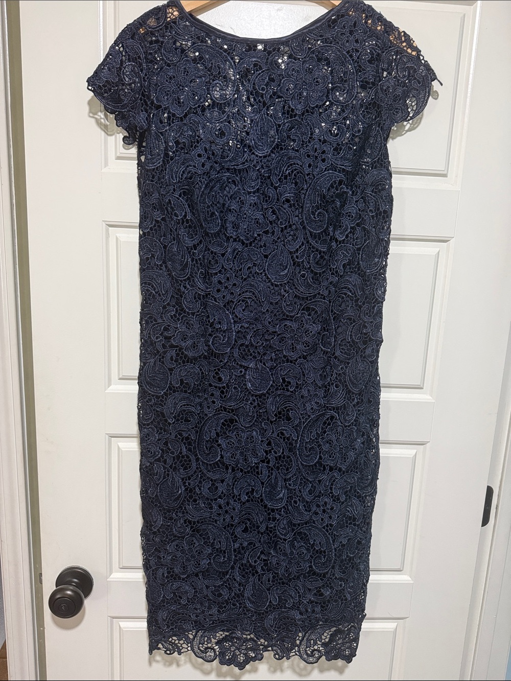 JS Collections Sheath Women’s Dress Navy blue lace Size 12